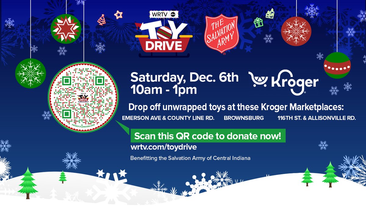 Helping the <a href="/wrtv/">WRTV Indianapolis</a> Toy Drive? We are. Drop off toy donations at these three <a href="/kroger/">Kroger</a> stores on Saturday.