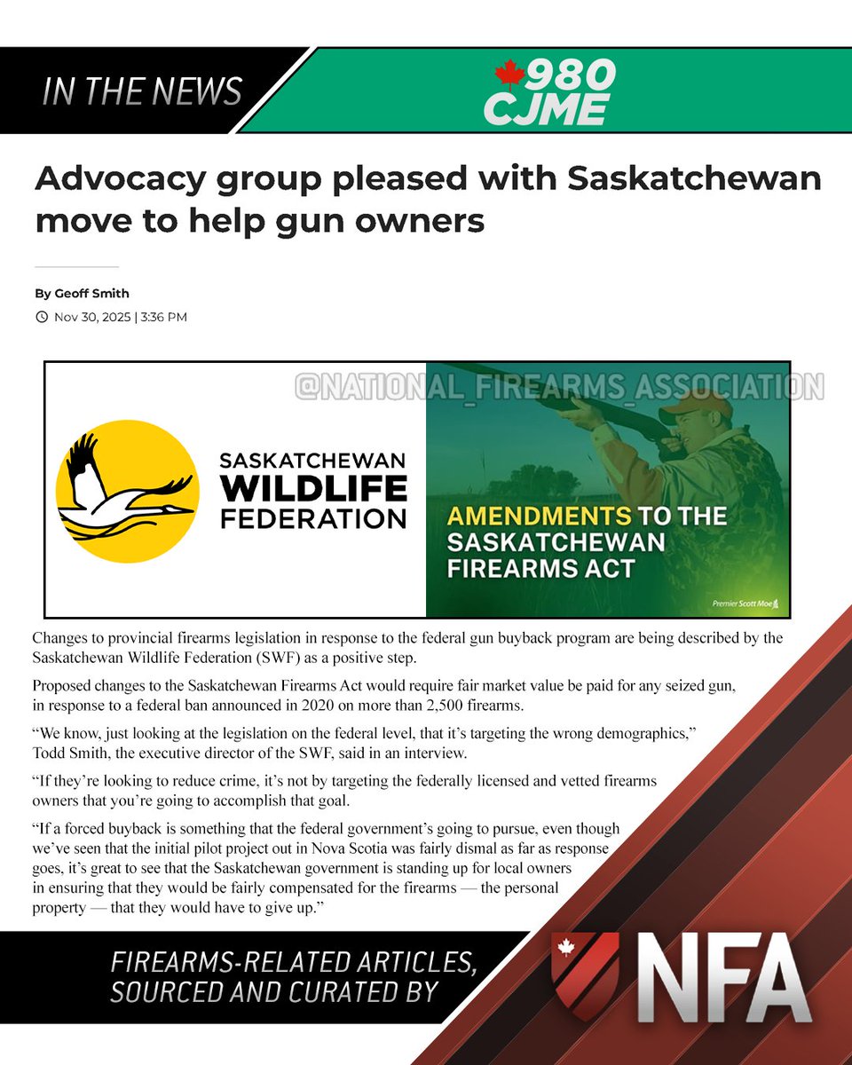 CanadasNFA's tweet image. Many have been critical of Saskatchewan’s stance on accepting only fair compensation, but it’s worth remembering that this is part of a much larger plan — one designed to make the federal program effectively impossible to carry out.

The involvement of conservation organizations…