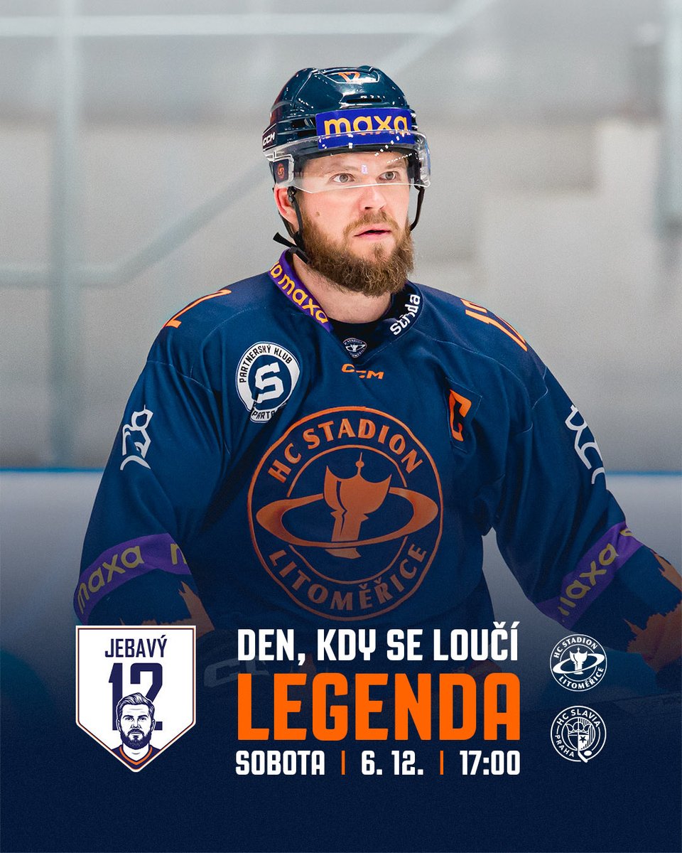 V sobotu se se Stadionem rozloučí legenda 💙 Jiří Jebavý, 
kapitán a kališník s velkým K se naposledy představí v Kalich
Areně 🧡 Přijďte včas na sobotní utkání a vytvořte pro Džebu parádní atmosféru 🤩
📝Info: tinyurl.com/y5ad5vfr
🎟️ Vstupenky: tinyurl.com/4fakduut