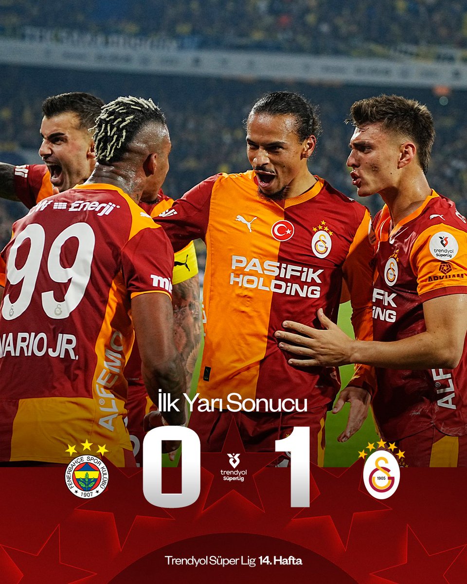 İlk yarı sonucu: Fenerbahçe 0-1 Galatasaray

#FBvGS