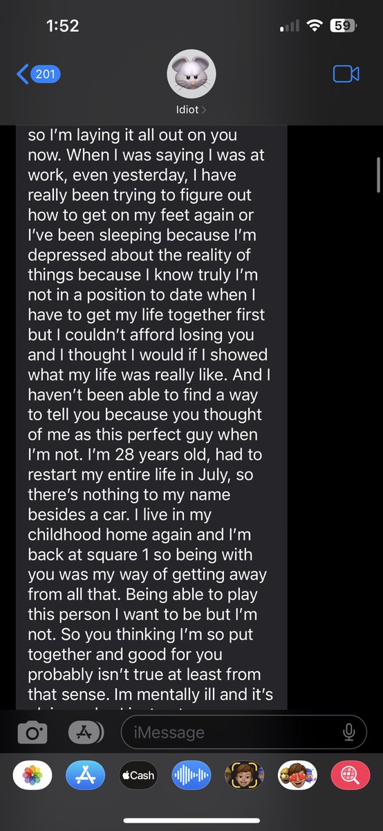 RADWIFEE's tweet photo. A guy I dated in high school appeared out of thin air telling me he loves me and all this other shit and we date again for a month and in that time he, daily, pretended to have a job so he could sneak around with his “ex” that he was trying to win back lol https://t.co/BAaXY9ZWjm
