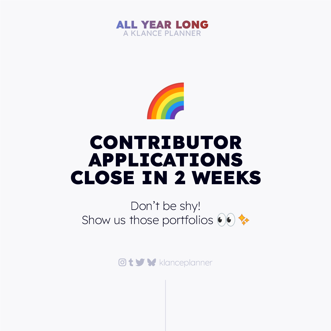klanceplanner's tweet image. 🌈 2 WEEKS LEFT TO APPLY

As the first guest contributors have started joining the server, we're more eager than ever to complete the team!
Do you want to join us? 👀✨
Link in bio 😘

#contributorapps #klance #vld #voltron #keithkogane #lancemcclain #klancezine #klanceplanner