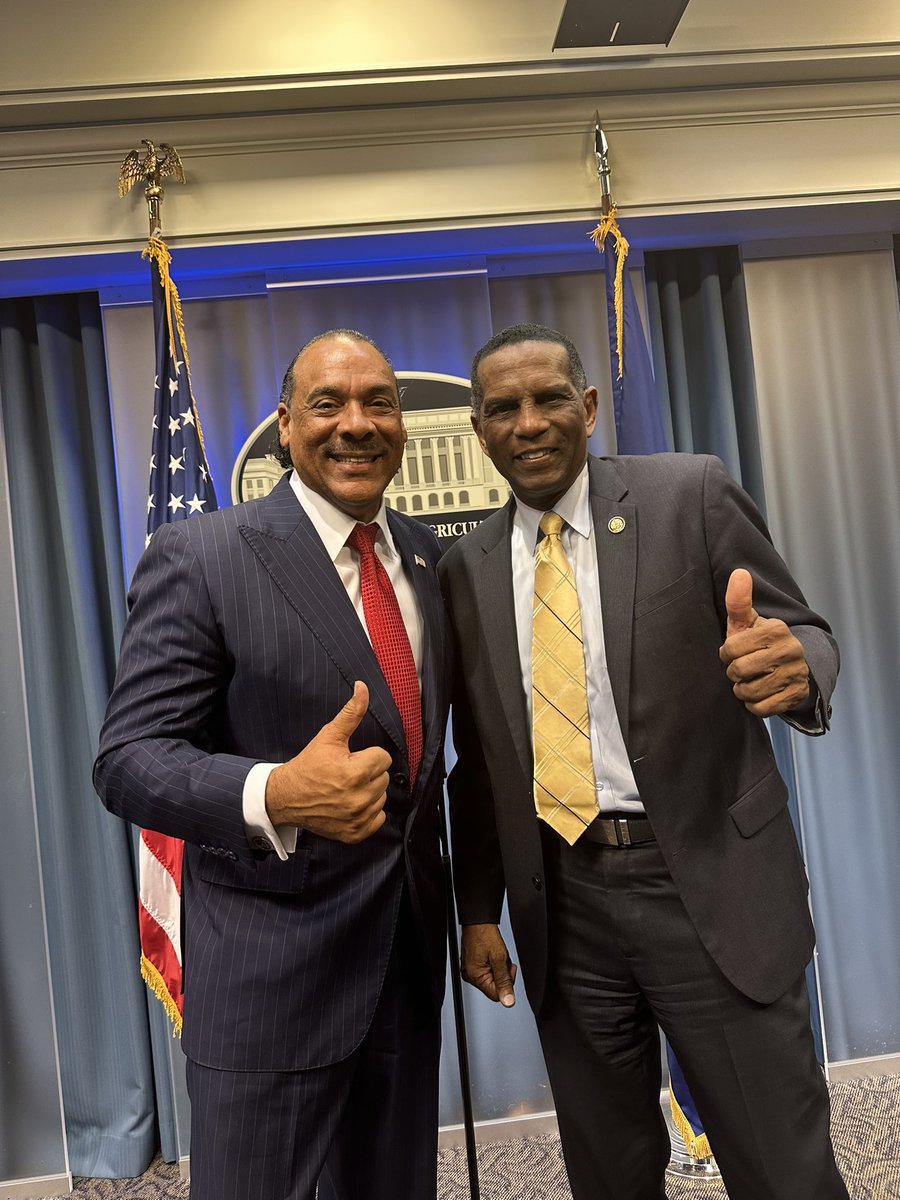 Proud to see <a href="/Bruce_LeVell/">Bruce LeVell</a> officially sworn in to advance President <a href="/realDonaldTrump/">Donald J. Trump</a>’s America First agenda at <a href="/USDA/">Dept. of Agriculture</a>. Congratulations, my friend! 👏🏾🇺🇸