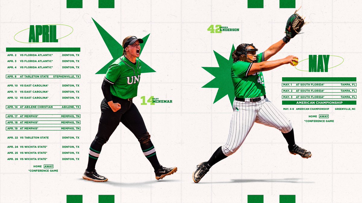MeanGreenSB's tweet photo. Presenting the 2026 Mean Green Softball schedule!!

📰 https://t.co/rHdMiXxy7w
🗓️ https://t.co/hcoGFZ9qDu
🎟️ https://t.co/Jx2CsOHcQx

#GMG 🟢🦅 https://t.co/YpPstdPr06