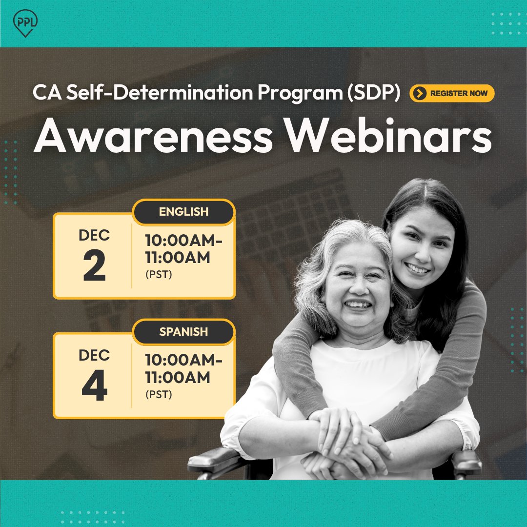 📣 Want to learn more about the California Self-Determination Program?

Join our FREE English and Spanish CA SDP Awareness Webinars to discover how individuals can take greater charge of their services and choose supports that align with their goals.

Register here: