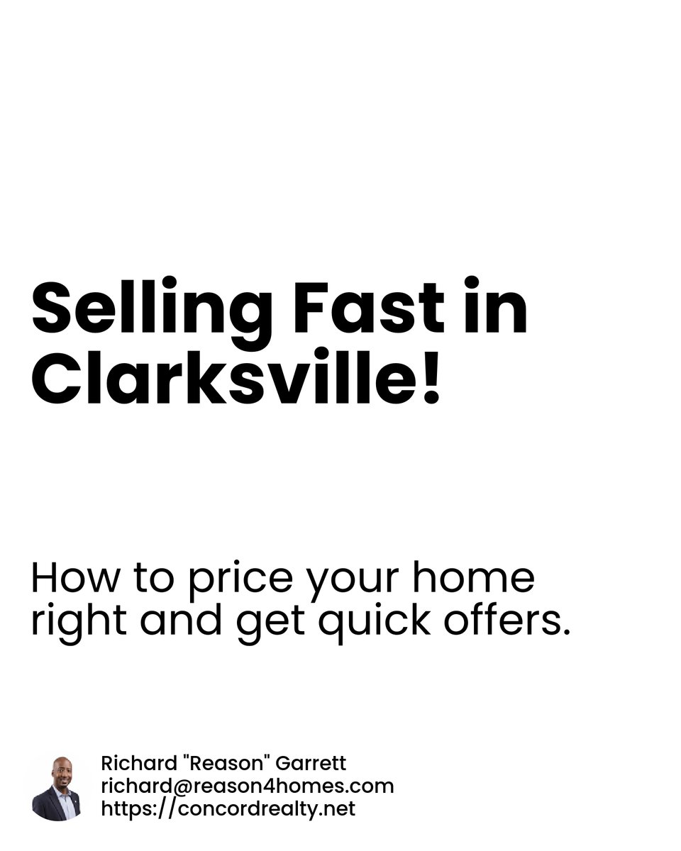 Reason1041's tweet image. 🏡 Selling in Clarksville? Price it right for a quick offer! Consider location perks, condition, and local comps. Remember, homes spend an average of 39 days on market. Want a speedy sale? Let’s chat for insights! What's your pricing challenge? #ClarksvilleRealEstate