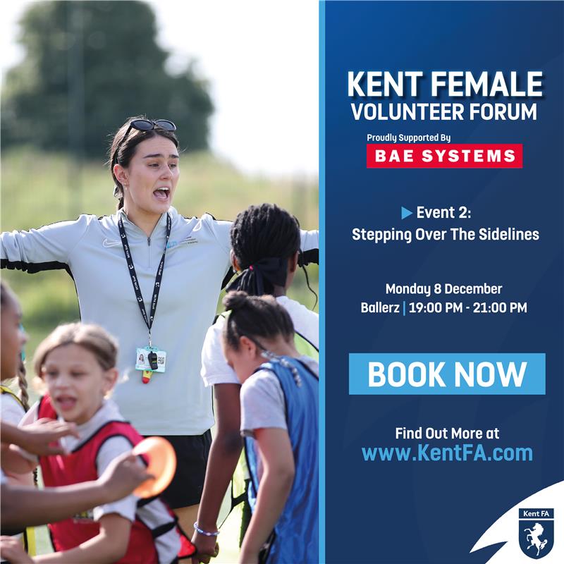 KentFA's tweet photo. Kent Female Volunteer Forum | 1 week to go!⏰

We’re excited to invite you to the second Kent Female Volunteer Forum, supported by @BAESystemsplc. A free event designed to support and empower women who are passionate about football.

This session will focus on stepping over the sidelines into coaching, with a mix of group activities 🤝, open discussions 💬, and practical elements⚽!

Let’s come together to support, inspire, uplift one another, and play our part in shaping the future of football in our County.

🔗 Secure your spot now: https://t.co/BVmckxTFAn