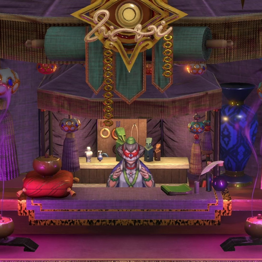 eiyuden's tweet photo. Whether you seek upgrades, answers, or something a little more unusual, B’baba always has just the thing, for a price.

#EiyudenChronicle https://t.co/wqtTqAESld