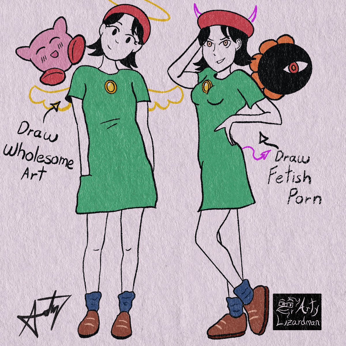 Arty_Lizardman's tweet photo. Inside you there are 2 wolves.

#Kirby #KirbyAirRiders #Adeleine #fanart https://t.co/wTmZnTDjO5