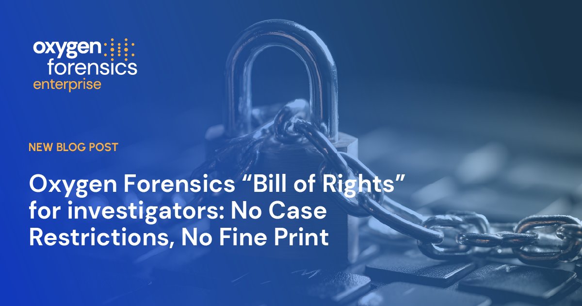 oxygenforensic's tweet image. If your forensics tools tell you what cases you can’t take, that’s not a partnership - that’s a restriction. In this #Oxygenblog, learn how - unlike a major competitor - Oxygen supports ALL lawful investigations: bit.ly/4ow5SPZ