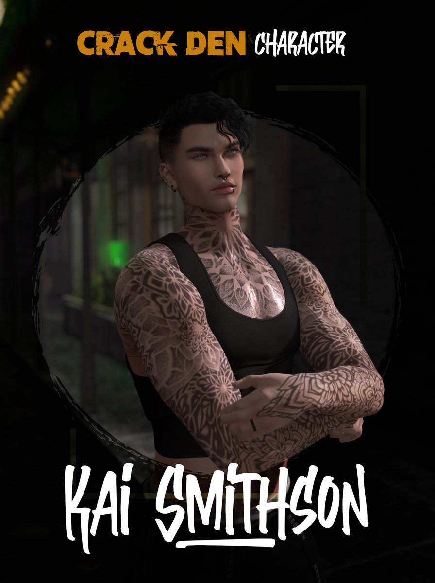 CrackDen's tweet image. Kai grew up unseen in a crowded home and fled to the streets young. Trauma and violence shaped him—his scars run deep, his temper deeper. But against all odds, he’s found someone who loves the man he’s become, not the one he lost.

#SecondLife #TheCrackDen #Roleplay #Metaverse