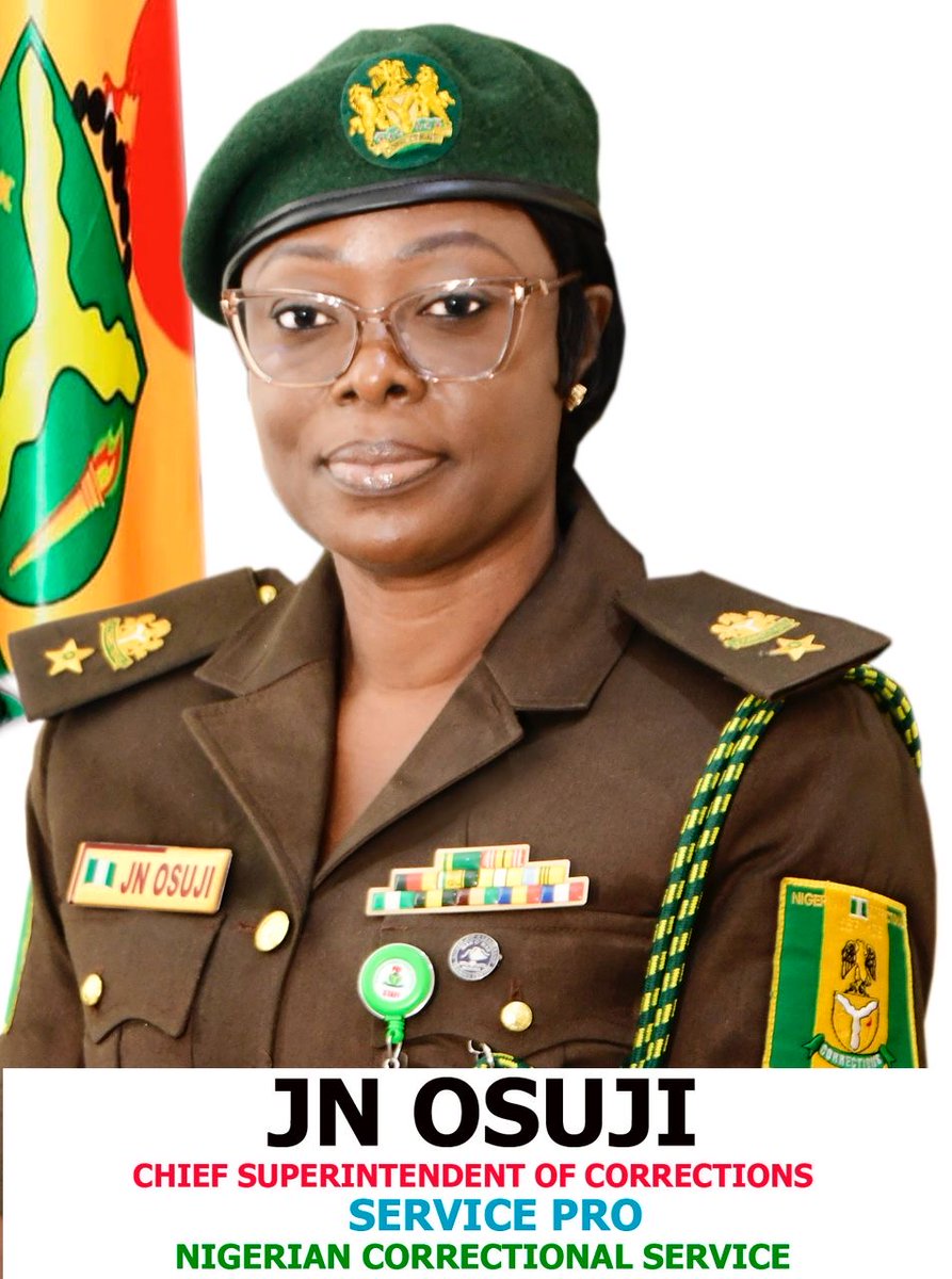 NTANewsNow's tweet photo. Nigerian Correctional Service Appoints Jane Osuji as First Female Spokesperson.
The Nigerian Correctional Service (#NCoS) has named Chief Superintendent of Corrections Jane Osuji as its new Public Relations Officer, marking the first time a woman has held the position in the agency’s history.
The appointment was announced in a statement signed by Deputy Controller General of Corrections Ado Sale, who oversees Human Resources. It takes effect following the retirement of the immediate past spokesperson, Deputy Controller of Corrections Umar Abubakar, on November 19, 2025.
Osuji holds a Bachelor’s degree in Public Relations and Advertising from Lagos State University and a Master’s degree in Public Administration from Ladoke Akintola University of Technology, Ogbomoso.
She brings considerable experience to the role, having previously served as Public Relations Officer for the Lagos and FCT Commands, Assistant National Public Relations Officer at NCoS National Headquarters, and Press Secretary to three successive Ministers of Interior between 2015 and 2023.
The Service described her appointment as a recognition of her “extensive professional experience” in strategic communication and public engagement.
