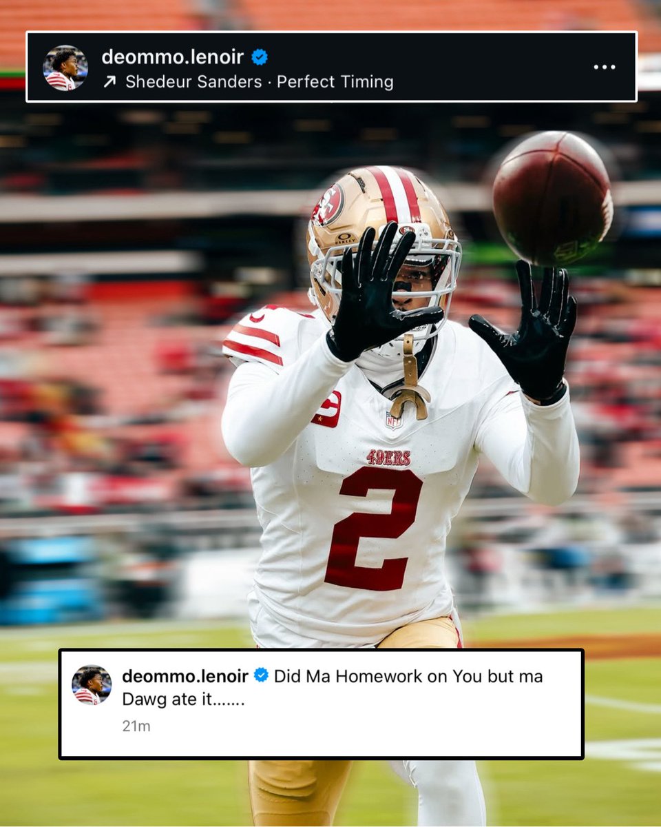 OurSf49ers's tweet image. #49ers Deommodore Lenoir’s latest IG post is hilarious 😅