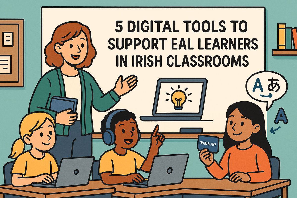 TeachNetIreland's tweet image. Supporting EAL learner can feel challenging especially when students arrive with different levels and confidence. @dulcaointigh #DigitalTools can make a big difference and here are 5 easy-to-use ones that can support #EALin your #Classroom #Inclusion buff.ly/0GsoLo7