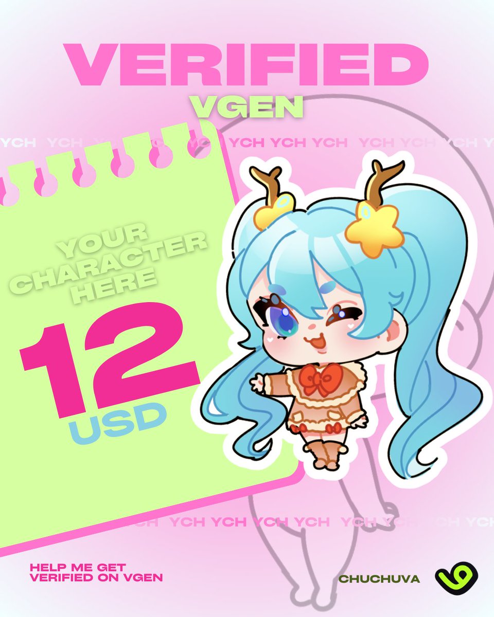 Help me get verified on #VGen 

Get ur Chibi Bean YCH💕

💗+🔁= happy artist