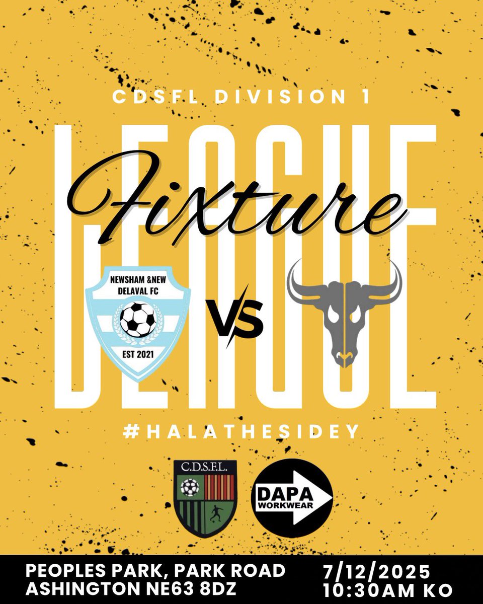 ⚽️ FIXTURE! ⚽️

Side Club Vs Ashington Buffs

Next up is Ashington Buffs, we hope to end the year on a high. Weather obviously not great at the moment but we hope to get one last one in before the end of 2025.

#HalaTheSidey

💛🖤🩵🤍