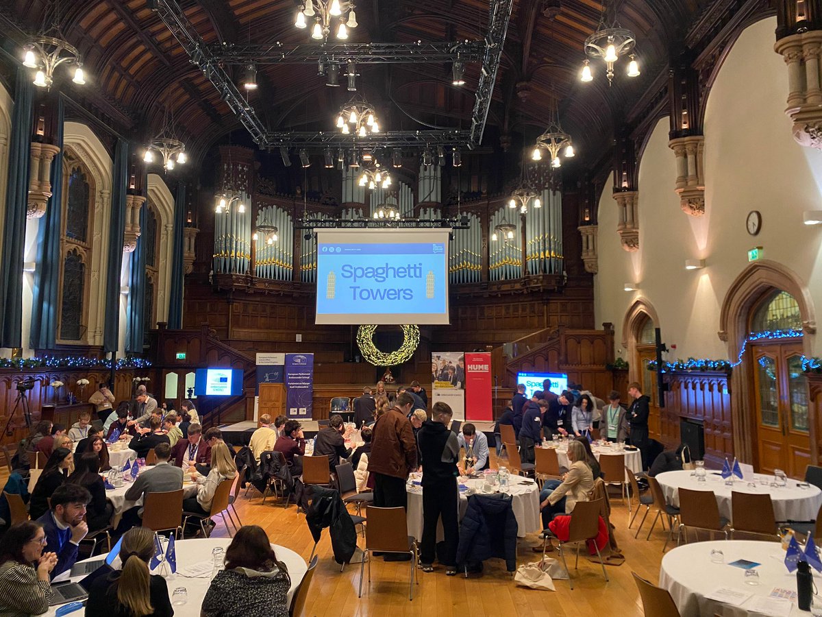 EPIreland_Edu's tweet photo. Day 1 of our cross-border event is in full swing thanks to the Northern Ireland Youth Forum.

Students from #AmbassadorSchools are exploring the Guildhall, and taking part in collaborative activities that build cross-border connections grounded in European values. https://t.co/QeEYfKALSN
