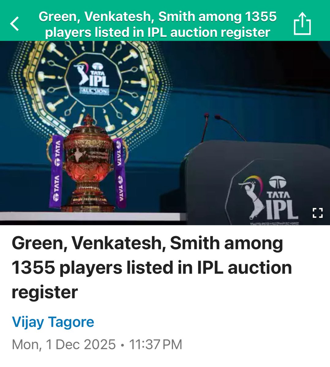 JunaidKhanation's tweet image. 🛑 IPL 2026 MINI AUCTION UPDATE 🛑

⭐️ 1355 Players Have Registered for IPL Mini Auction ✅ 

⭐️ Mayank Agarwal, KS Bharat, Ravi Bishnoi, Akash Deep, Deepak Hooda, Venkatesh Iyer, Sarfaraz Khan, Shivam Mavi, Navdeep Saini, Chetan Sakariya, Kuldeep Sen, Prithvi Shaw, Rahul…