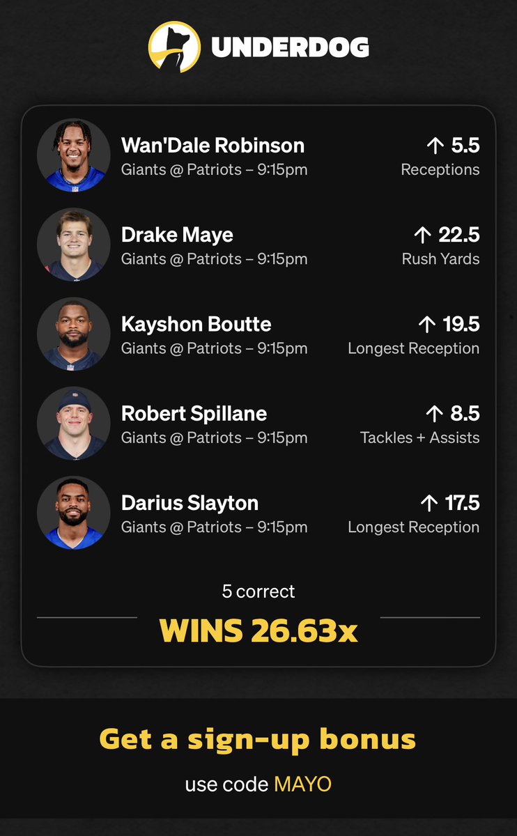 ThePME's tweet image. Me, @RyNoonan, @ConnorAllenNFL and the @SharpStack cpu cobbled this together for MNF

play.underdogfantasy.com/es-r1RRiDREps