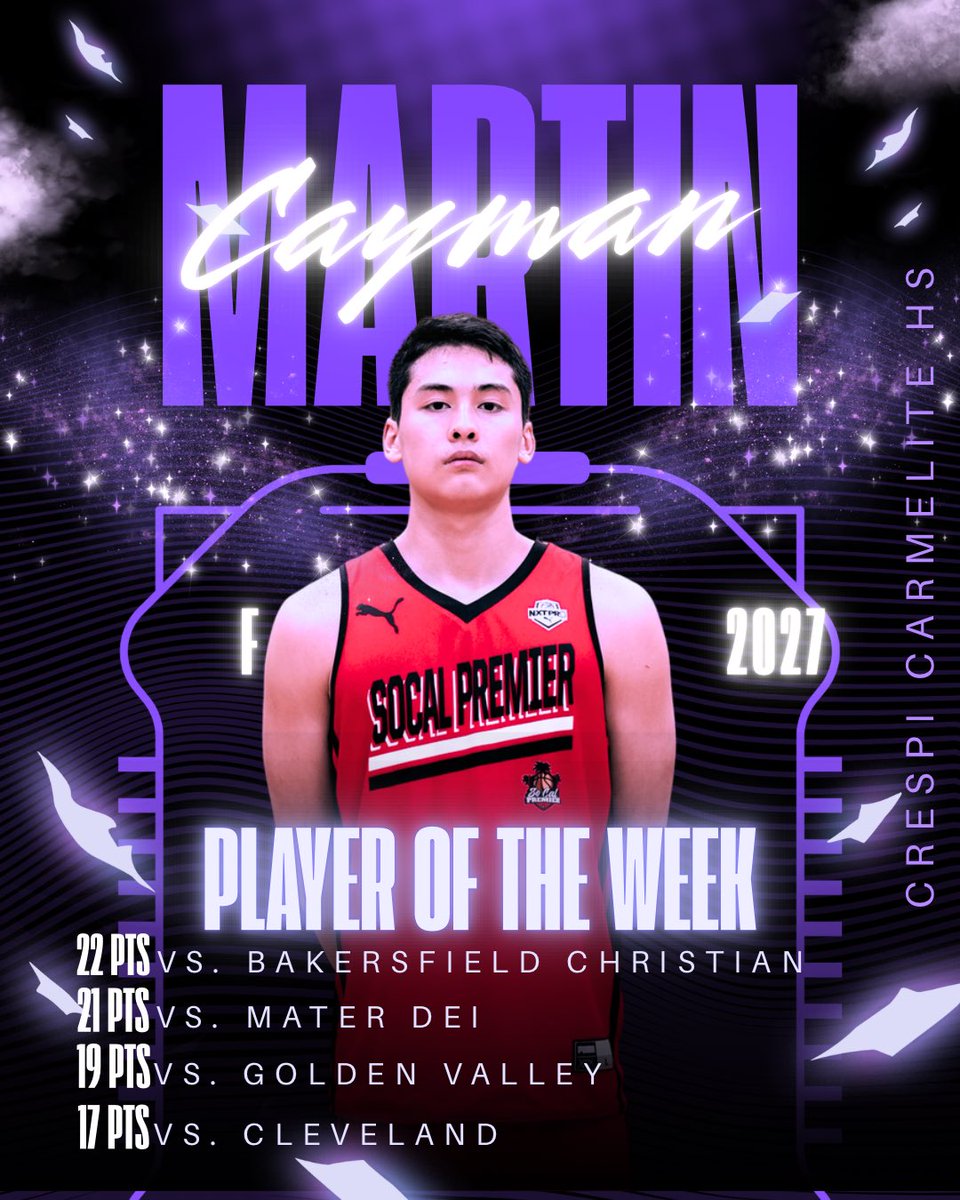 .<a href="/cayman_martin/">Cayman Martin</a> has been on a TEAR. He receives the first #SCPPlayerOfTheWeek of the 2025-2026 HS season! 

<a href="/pollonpreps/">Jack Pollon</a> <a href="/CrespiHoops/">Crespi Basketball 🏀</a> <a href="/Tarek_Fattal/">Tarek Fattal</a> <a href="/latsondheimer/">eric sondheimer</a> <a href="/CrespiAthletics/">Crespi Athletics</a>