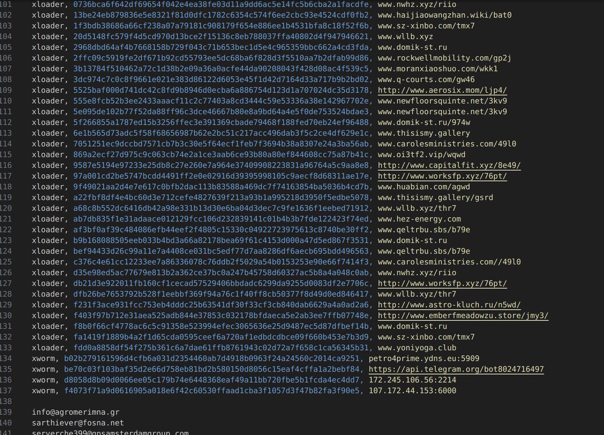 A csv formatted list of #malspam campaigns that crossed my path in November to include #malware type, c2, hash, subject, and some email exfil addresses:

gist.github.com/silence-is-bes…

#retrohunt