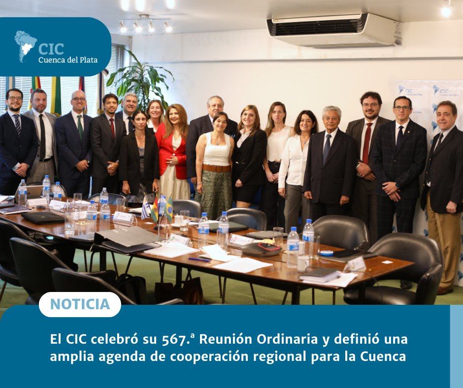 📣Reunión Ordinaria 567° del CIC
Los cinco países de la #CuencaDelPlata repasaron los principales proyectos regionales en curso y acordaron una agenda de trabajo conjunta para fortalecer la gestión del agua en la región. 💧
🔗 Nota completa: bit.ly/Reunion_Ordina…