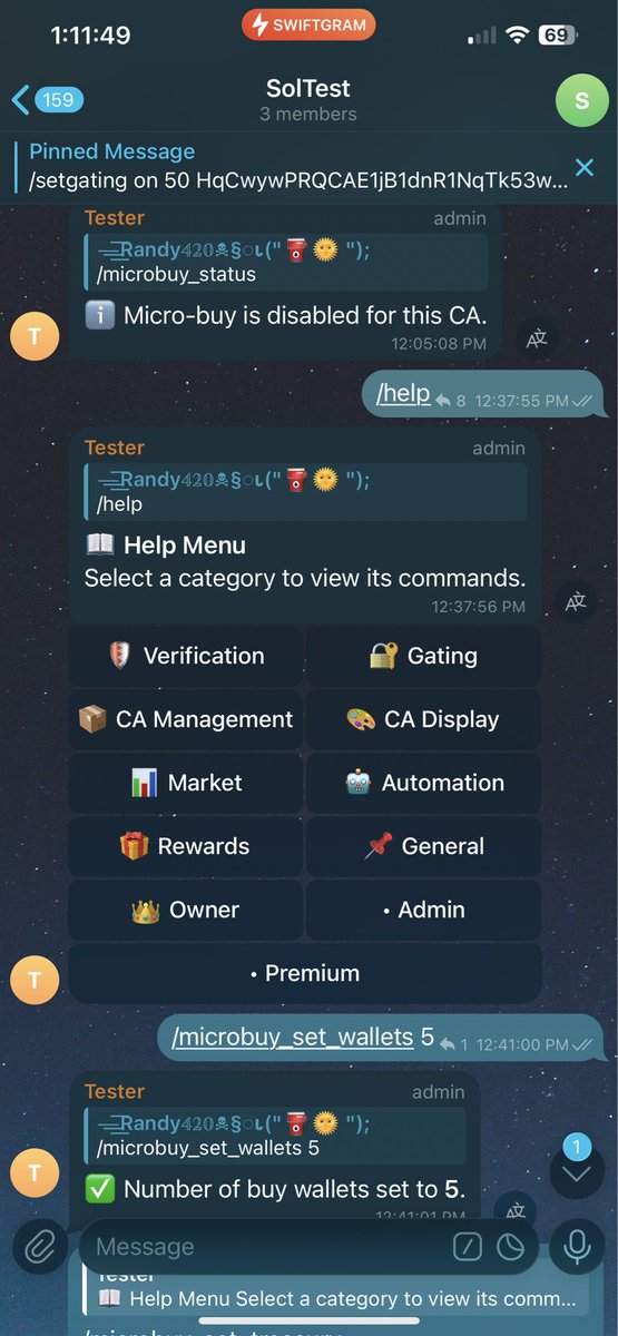 We’re ⚒️ building 🧱, what’re you up to today?͎
SolSpliff will start taking over the market soon.

Gating bot to block non-holders (or holders who don’t hold enough) from joining your private groups. 
Micro-buy bot with multiple wallet support and many different options
Community