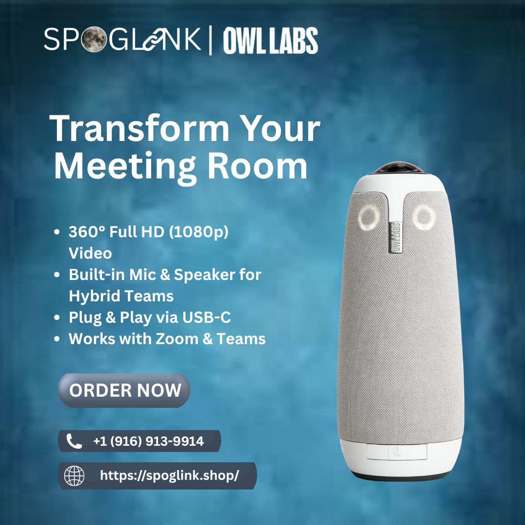 Spoglink's tweet image. Transform your meetings! 360° Full HD video, built-in mic &amp;amp; speaker, plug &amp;amp; play via USB-C. Works with Zoom &amp;amp; Teams.

Website: spoglink.shop
Contact: +1 (302) 357-9401
Email: info@spoglink.com

#HybridWork #VideoConferencing #Spoglink