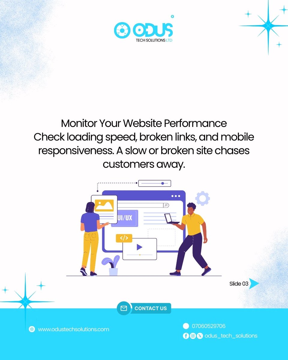 odus_tech_s's tweet image. Do not just launch your website‼️

Here are how you can maintain your website launch…

Swipe &amp;gt;&amp;gt;&amp;gt;

#website #weboptimization