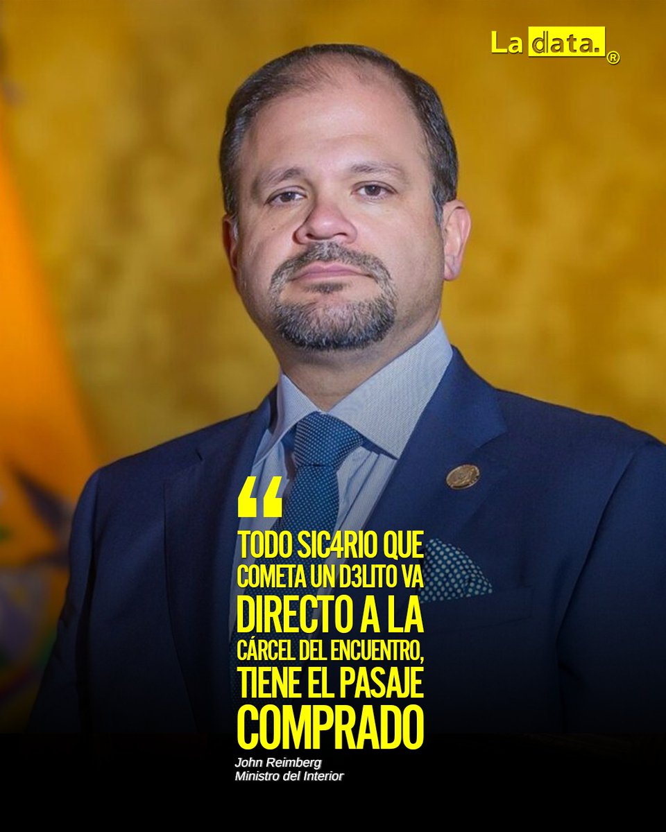 #Tendencia “Todo sic4rio que cometa un d3lito va directo a la Cárcel del Encuentro, tiene el pasaje comprado”.

El ministro del Interior, John Reimberg, señaló que todo delincu3nt3 capturado en el país será trasladado de inmediato a la Cárcel del Encuentro, destacando que este
