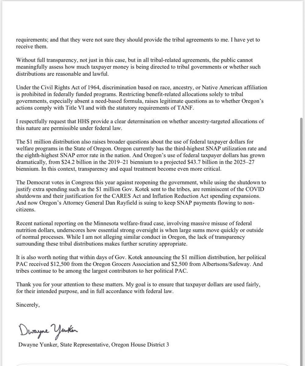 RepYunker's tweet image. The Governor cut a $1 million check — no questions asked.
No oversight. No proof of disproportionate need.
And the questions still go unanswered.
That’s why I’m asking the Feds for help. Oregonians deserve answers. 👇🏼👇🏼

shorturl.at/auU9k

files.constantcontact.com/e9068abb901/4f…