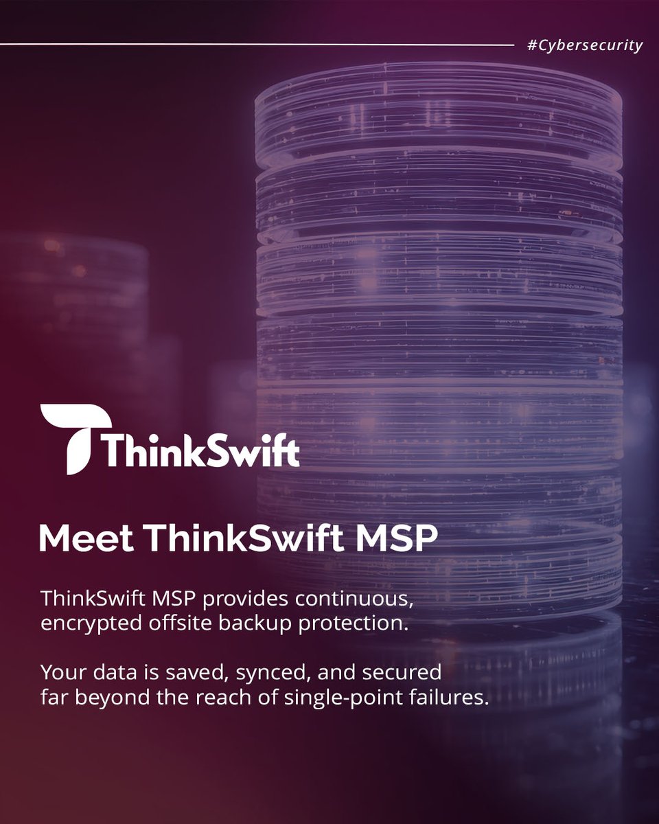 think_swift's tweet image. Whether it’s accidental deletion or a system meltdown, offsite backups let you restore your business quickly. 

Your data is the backbone of your business. 

Let ThinkSwift MSP make sure it lives safely.

#BusinessContinuity #DataProtection #BackupSolutions #ITSecurity