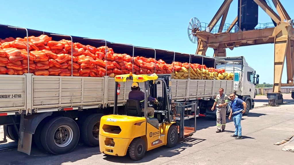 #ComercioExterior 🇦🇷🤝🇺🇾 En el Puerto de Barranqueras, Chaco, certificamos la exportación de 84 toneladas de zapallo (Cucurbita moschata) producidas en Castelli con destino a Uruguay. Es la 1° exportación de este producto que se realiza desde El Impenetrable hacia ese mercado.