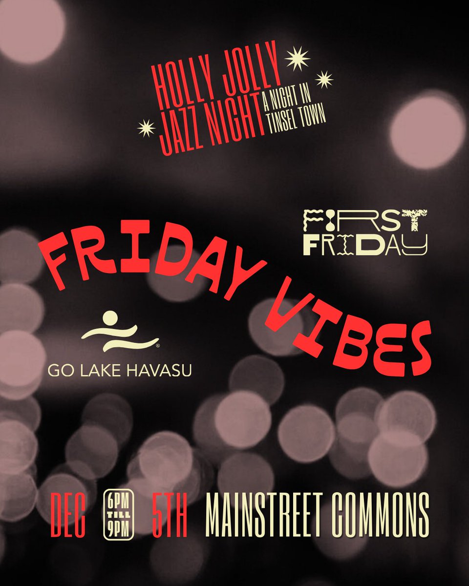 GoLakeHavasu's tweet image. 🎄First Friday is about to hit holiday mode this weekend!
The lights are up. The bridge is lit. And the season? Officially ON.✨ Kick off December the Havasu way. bit.ly/48cpDad #GoForIt #GoLakeHavasu #FirstFridayHavasu #HavasuForTheHolidays