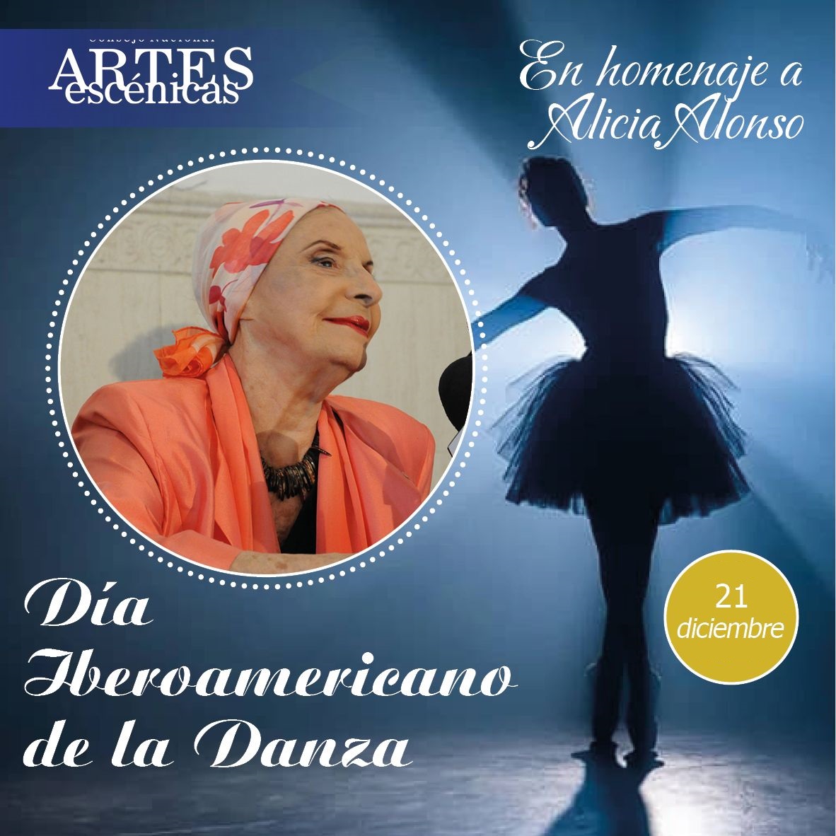 💃 Este 21 de diciembre, celebramos el Día Iberoamericano de la Danza, con motivo del natalicio de la prima ballerina assoluta Alicia Alonso, figura cimera en la historia de ese arte. 🩰 #CubaEsCultura <a href="/CubaCultura/">Cuba Culture</a> <a href="/AlpidioAlonsoG/">Alpidio Alonso Grau</a> <a href="/balletcuba/">balletnacionalcuba</a> <a href="/ArtEscenicasCub/">Consejo Nacional de las Artes Escénicas Cuba</a>