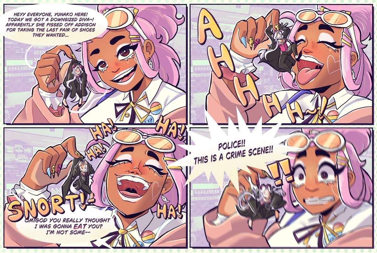 Hey girlie! Attempted murder is still a felony and you are being indicted! 

Thank you to my friend <a href="/AnonymolyArt/">Moly 🏳️‍🌈</a> for having me make this!
#sizetwitter #sizetwt #vore