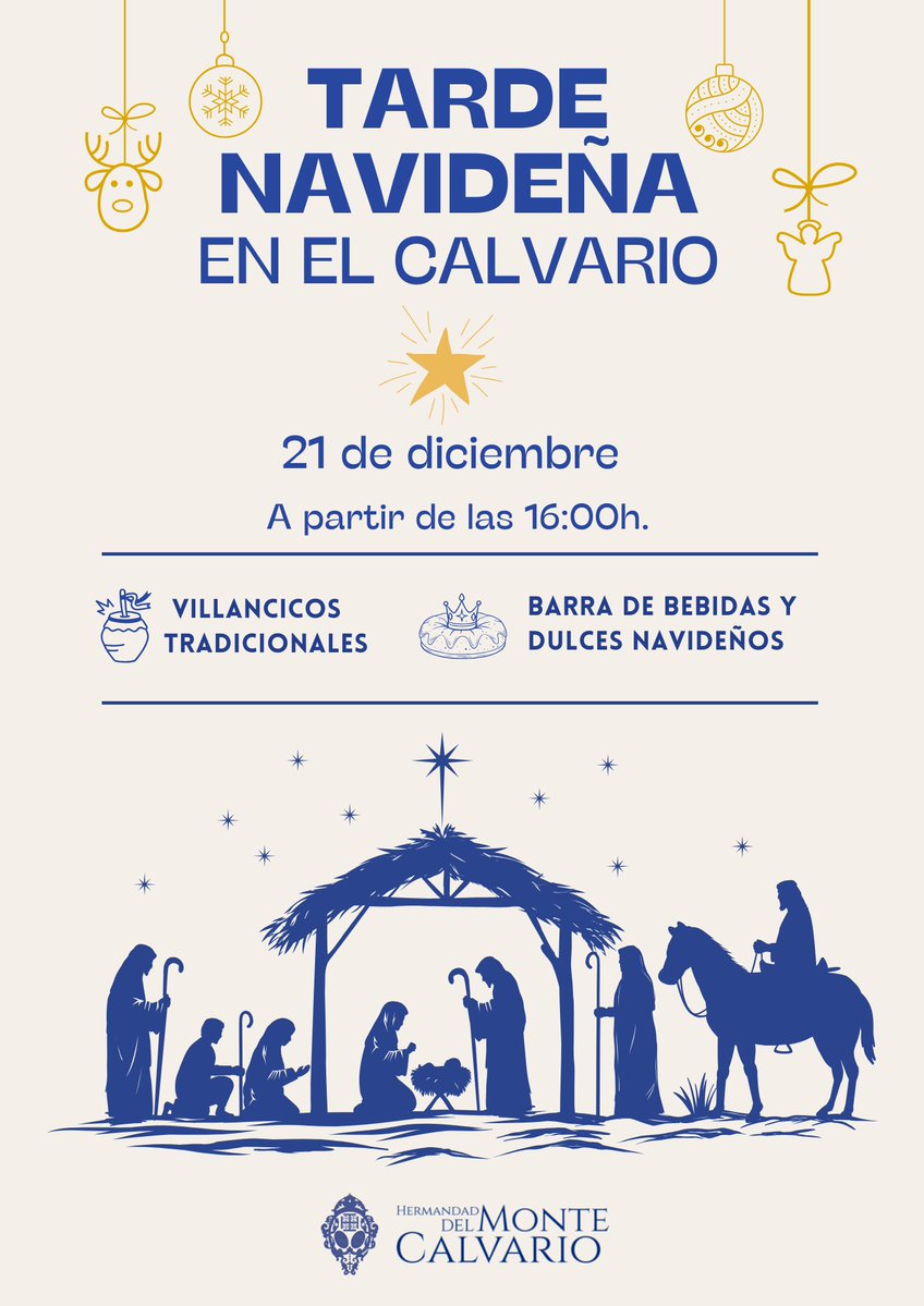 MonteCalvario's tweet image. 🎄 TARDE NAVIDEÑA | Acompáñanos en nuestra tradicional &quot;Tarde Navideña&quot;. Habrá barra de bebidas y dulces navideños a precios populares. ¡Ven y que no te lo cuenten! #TardeNavideñaEnElCalvario #CofradíasMLG

⛪ Ermita del Monte Calvario.
📆 Domingo 21 de diciembre.
🕰 16:00h.