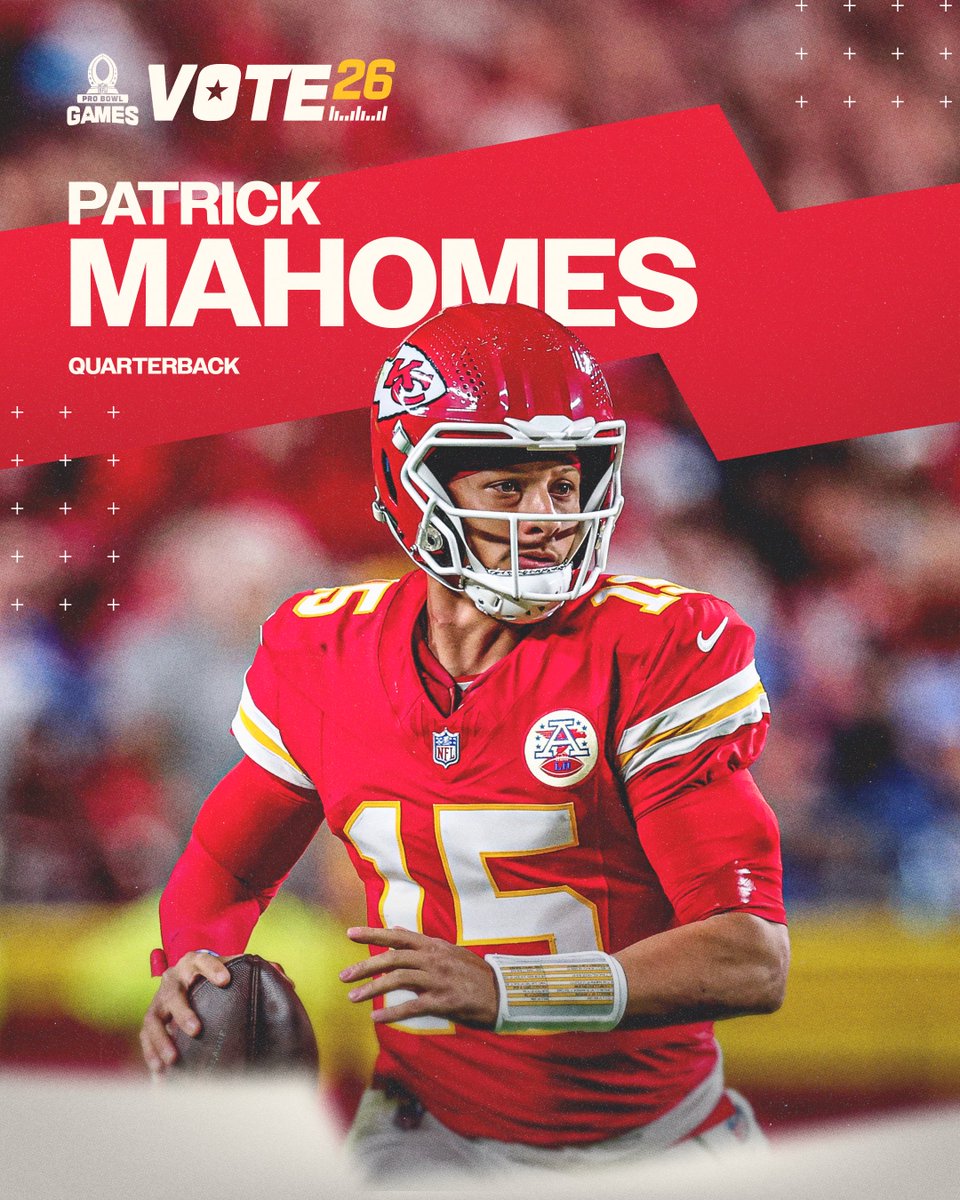 Chiefs's tweet image. There&apos;s no one quite like QB1. RT to vote!

@PatrickMahomes x #ProBowlVote