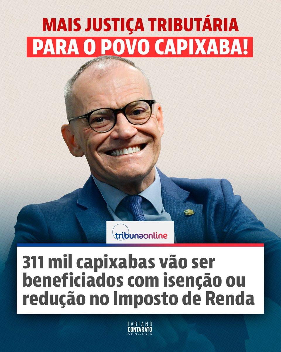 Mais de 311 mil capixabas que ganham até R$ 5 mil estão prestes a dar um grande passo rumo à justiça fiscal: eles vão deixar de pagar Imposto de Renda já em 2026! 

Com essa mudança, o Espírito Santo vai ter 87% da sua população livre do Imposto de Renda! Um alívio no bolso e uma