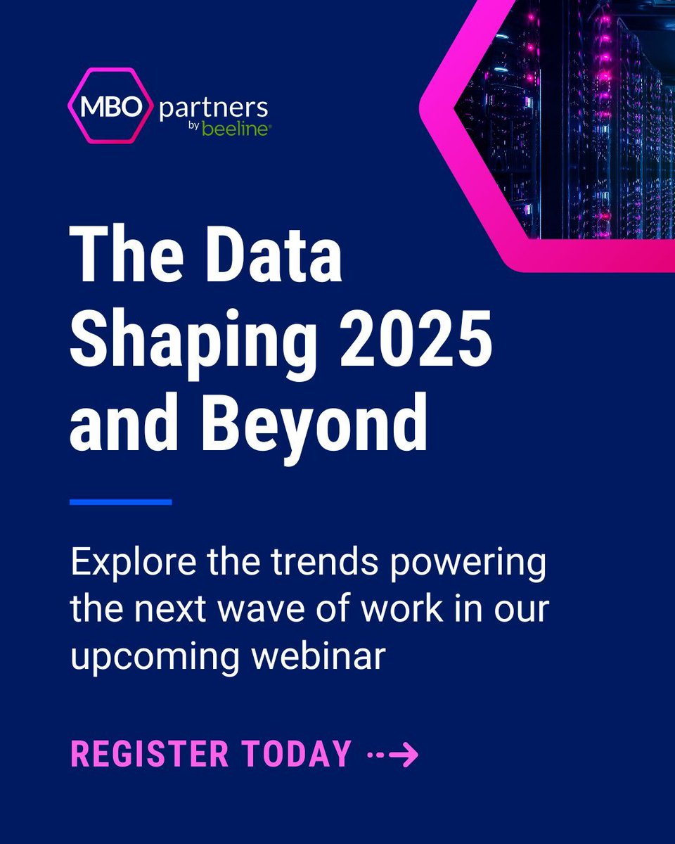 Independent talent is transforming the way work gets done. 

Join us on Wednesday, Dec. 10, for a webinar covering the key data and trends defining the workforce in 2025.

Register here:
mbopartners.com/events/data-tr…

#FutureOfWork #IndependentProfessionals #MBO