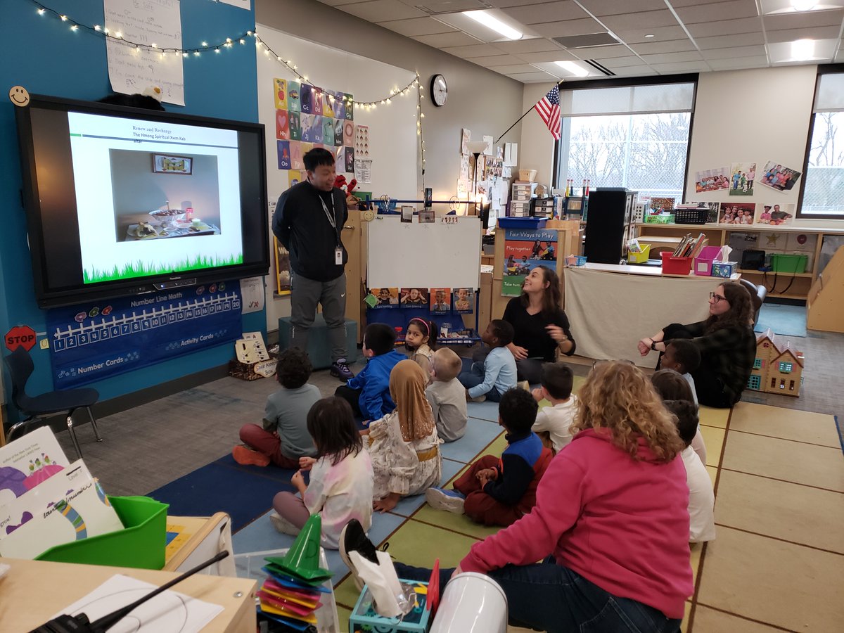 isd622's tweet photo. Last week, Ms Knuston's Pre-k class at Eagle Point celebrated Hmong New Year! Students learned about the holiday and how to dress up a friend in Hmong clothes through an arts and crafts. https://t.co/s49ZtnSc1r