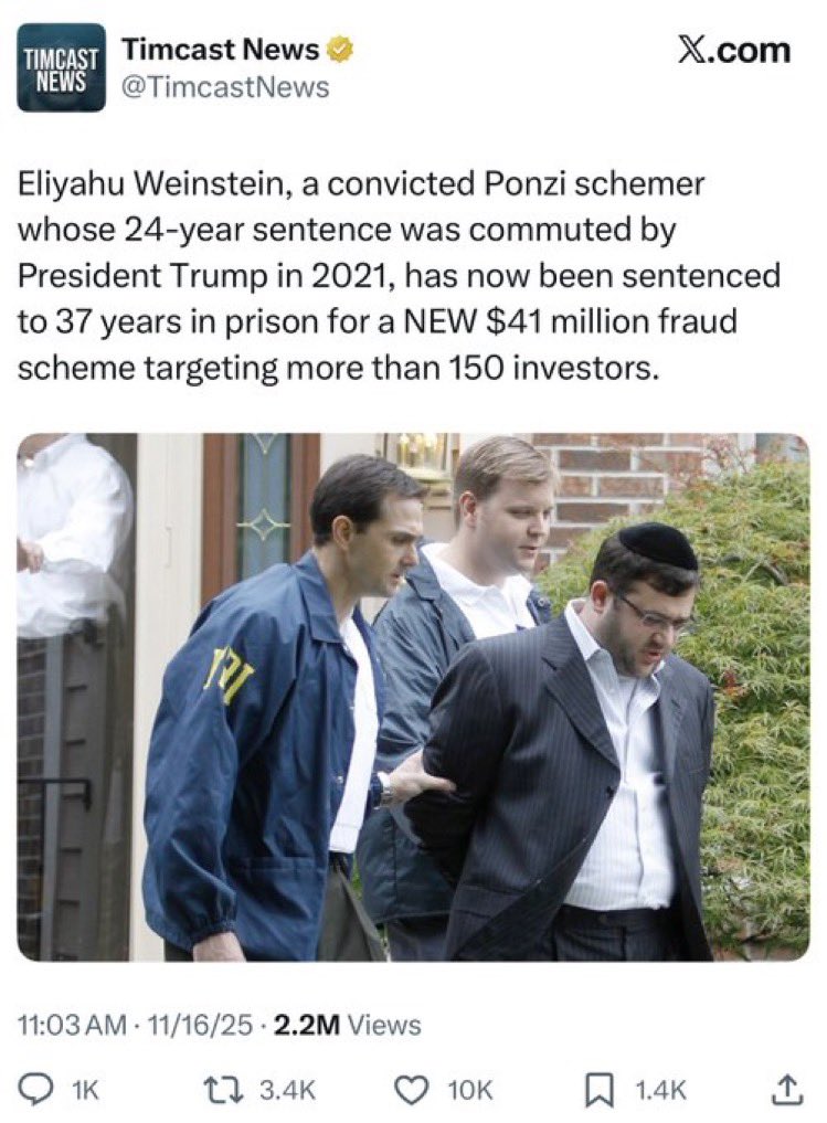 SarAEsQMd's tweet image. He is going to be the 1000th fraud convict to be pardoned by Donny