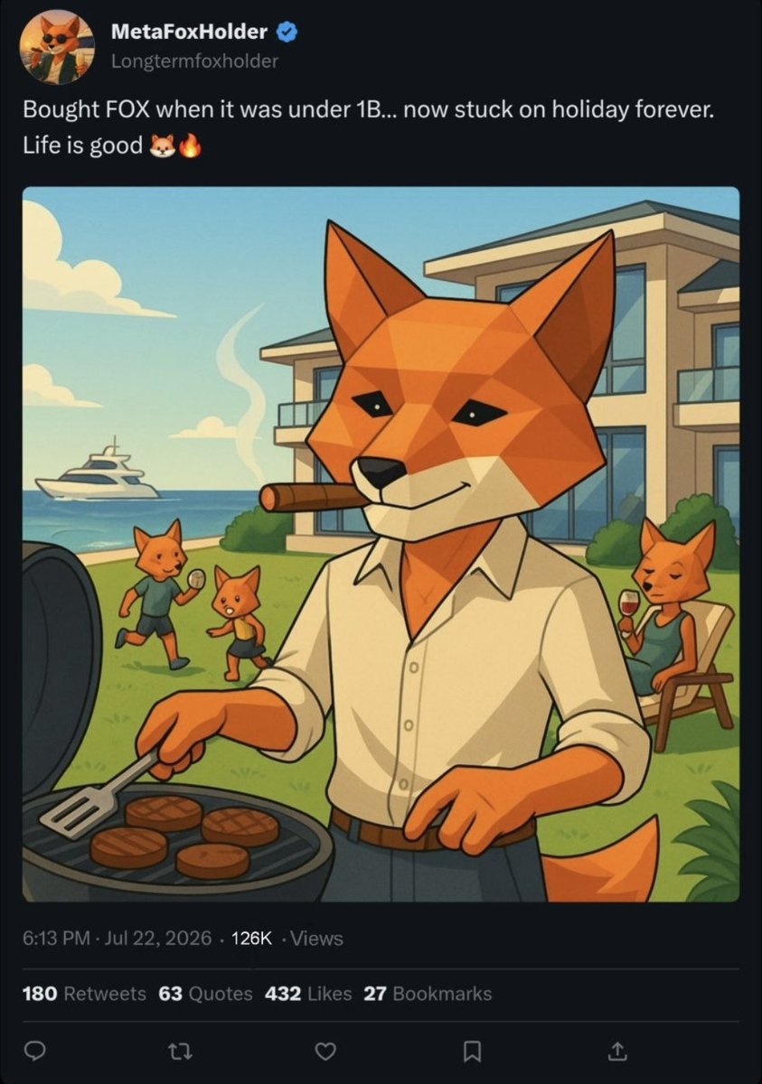 <a href="/DrWhaleReal/">Dr. Whale</a> If you’re genuinely interested in something real, $FOX is the one to watch. It’s the most creative narrative right now. And honestly, memes need a fresh top-tier animal... and the smartest ones, the foxes, deserve that spot. 🦊 <a href="/officialmetafox/">MetaFox</a>