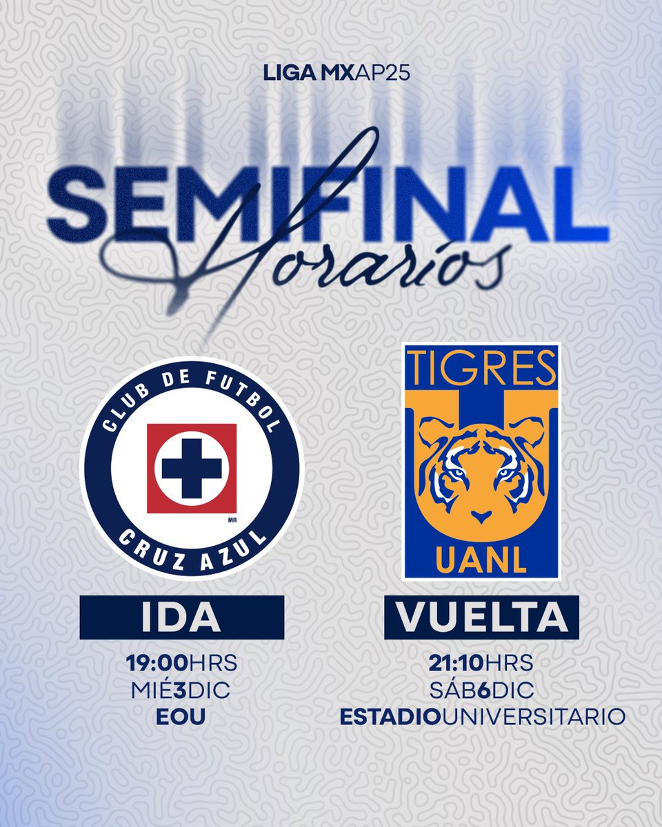 ⏰ FECHAS Y HORARIOS PARA LAS SEMIS 📆

NOS VEMOS EN EL OLÍMPICO UNIVERSITARIO. 🏟️