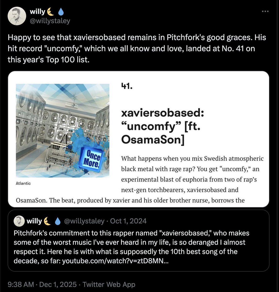 same energy as "oh these mumble rappers" racist ass out of touch lil peabrained bitch