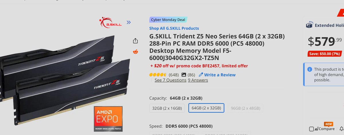 sounds_nerdy's tweet image. What a difference a year makes! This is what I paid for the same RAM vs today!!!  187% INCREASE!!!

#ramprices #ddr5 #computing #ai #tech #PCGaming