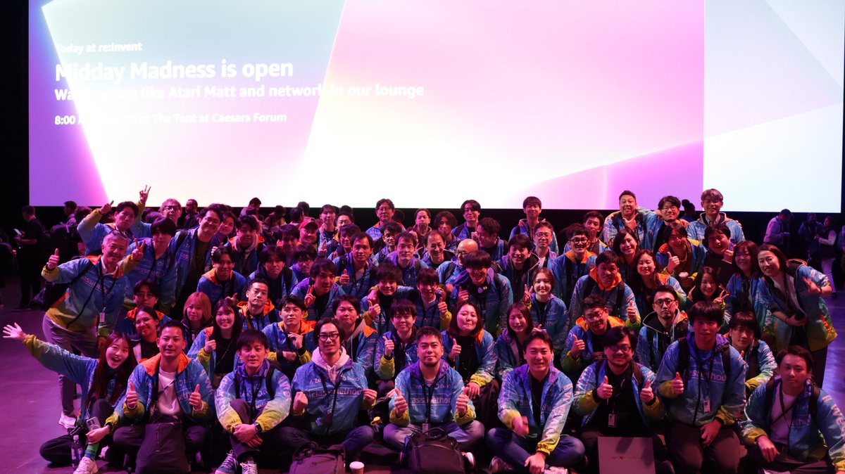 classmethod's tweet image. ＼いよいよAWS re:Invent2025開幕！／

今年も70名以上のクラスメソッド社員が
ラスベガスにてAWSの最新情報を
キャッチアップしてきます✊

現地の様子は #DevelopersIO や
Youtubeで随時お伝えして参りますので、
お楽しみに😉✨

#AWSreInvent