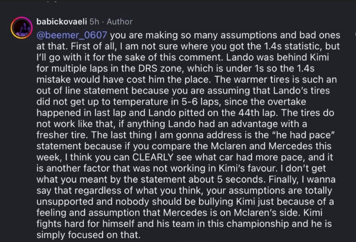 norrisdni's tweet image. she does NOT play about kimi!!!