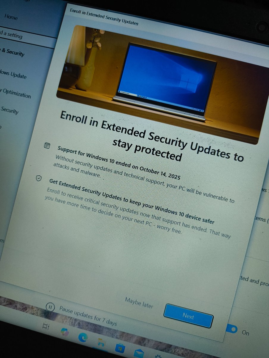 thetechmid's tweet image. Windows 10 is getting extended security updates for one more year at no extra cost.