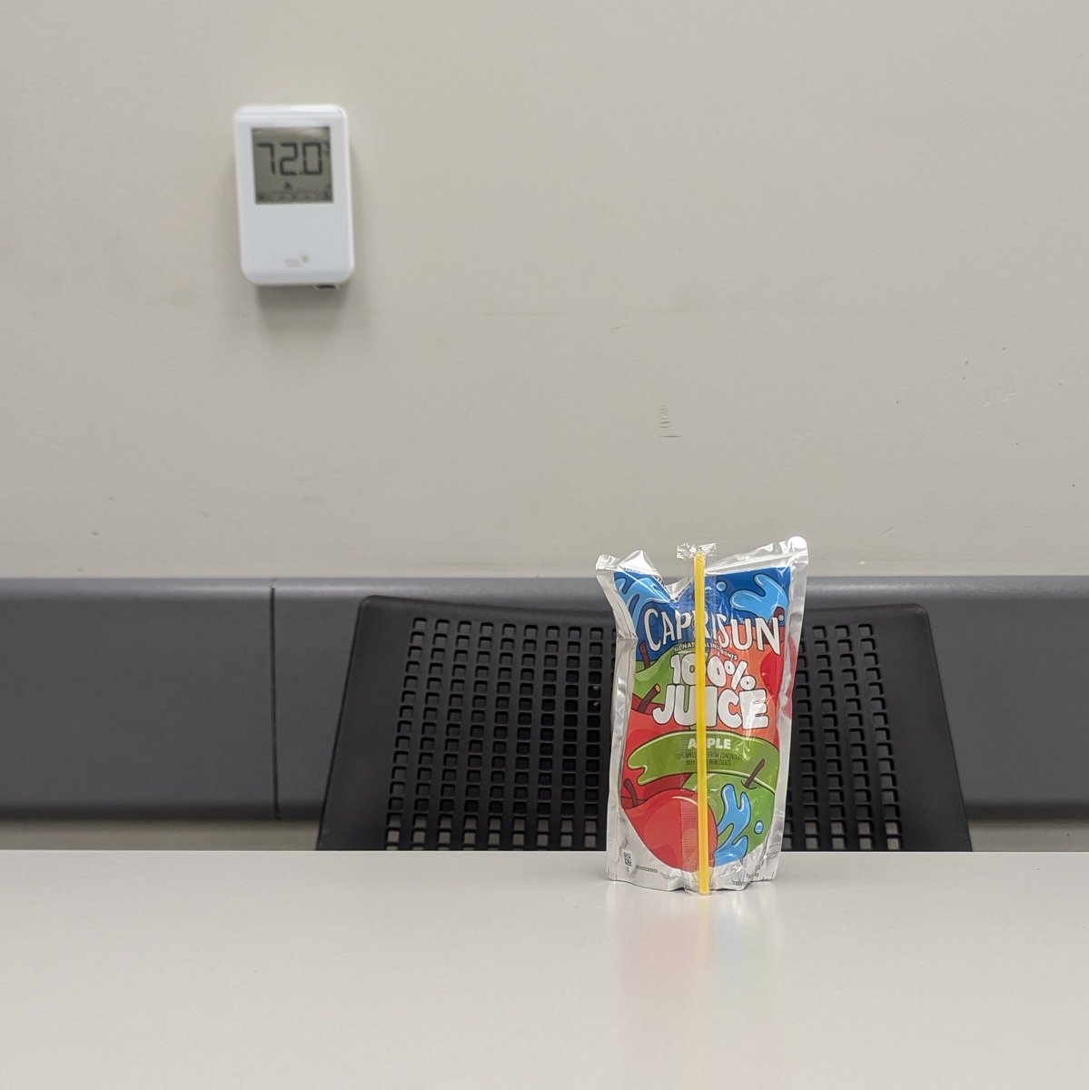 mbean_docx's tweet photo. Did I find the spirit of Christmas already?

It's an unopened, 100% juice, apple Capri Sun left on the desk of an empty English building classroom during finals week, so I'm not totally sure.

I'll keep searching. https://t.co/fbY9449hY2
